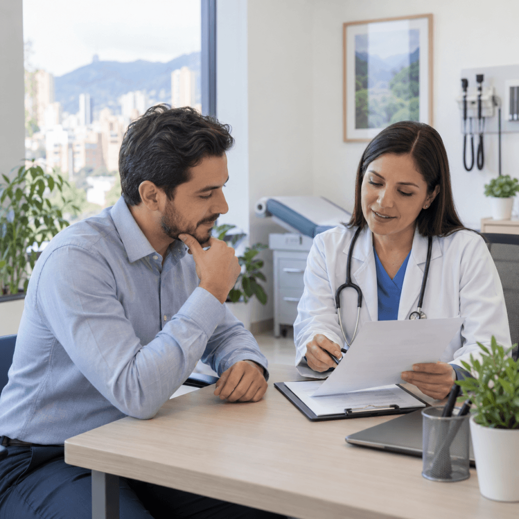 Profesional revisando información ocupacional antes de una valoración médica