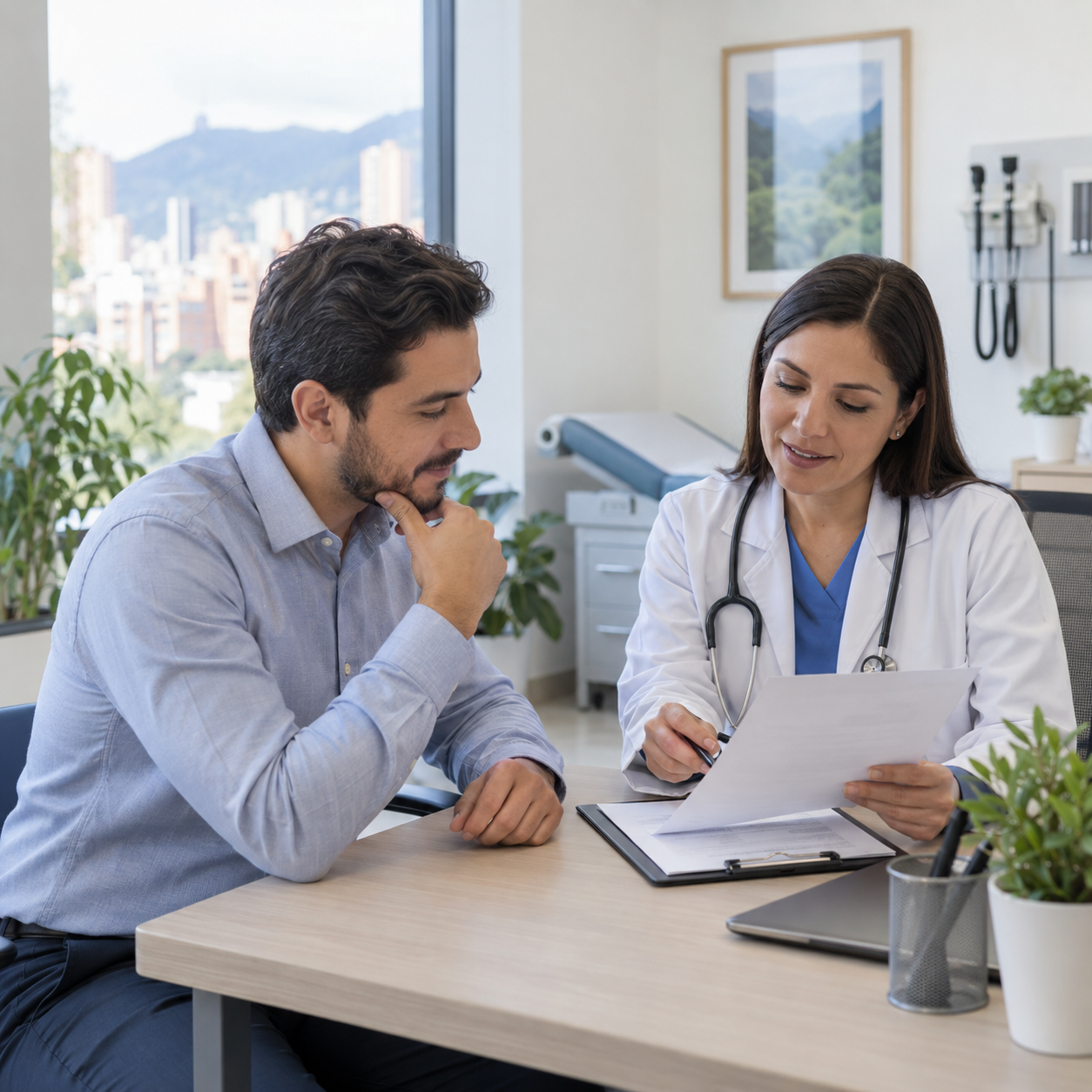 Profesional revisando información ocupacional antes de una valoración médica
