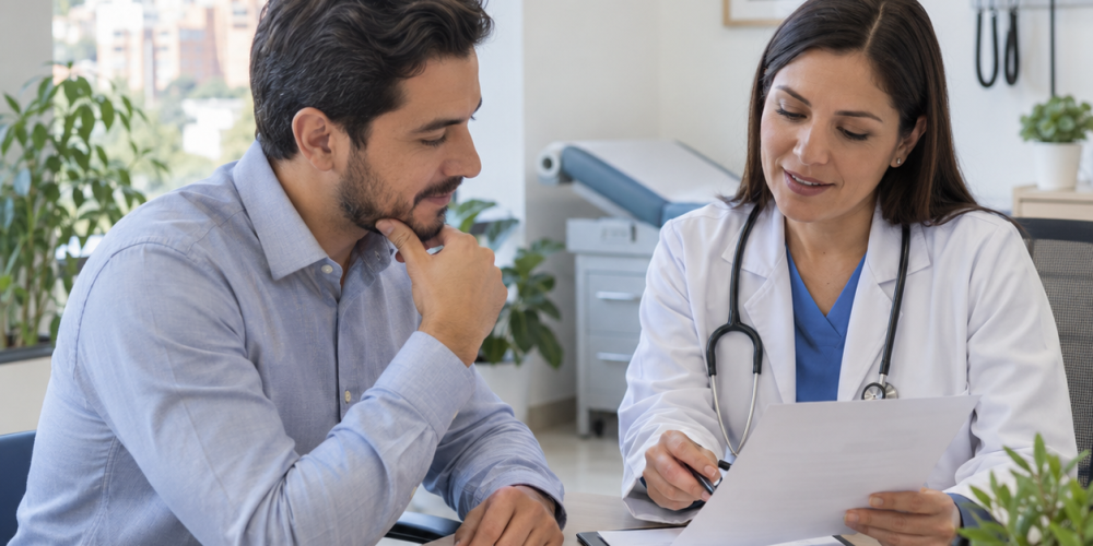 Profesional revisando información ocupacional antes de una valoración médica
